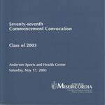 College Misericordia commencement program, 2003