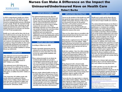 Nurses Can Make A Difference on the Impact the Uninsured/Underinsured  by  Robert Burke